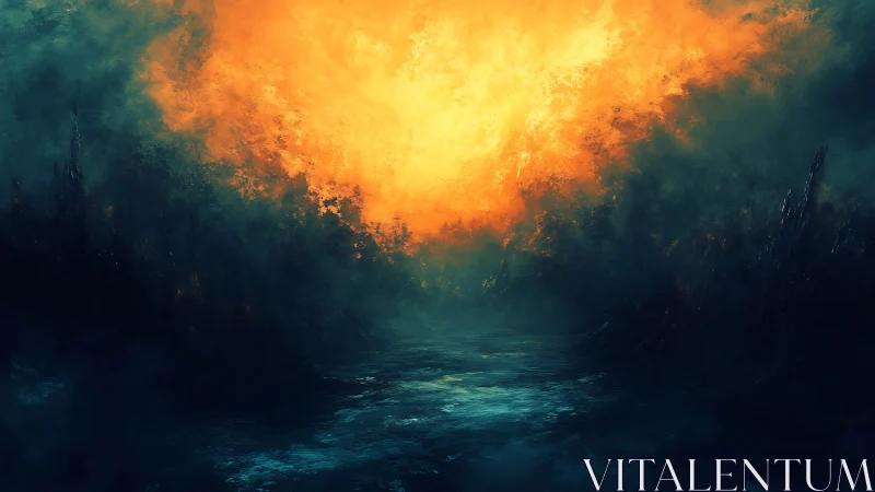 Ethereal Chasm Glows with Radiant Golden Light Breaking Through