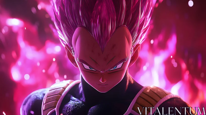 Fierce cosmic warrior crowned in neon fire and focused rage.