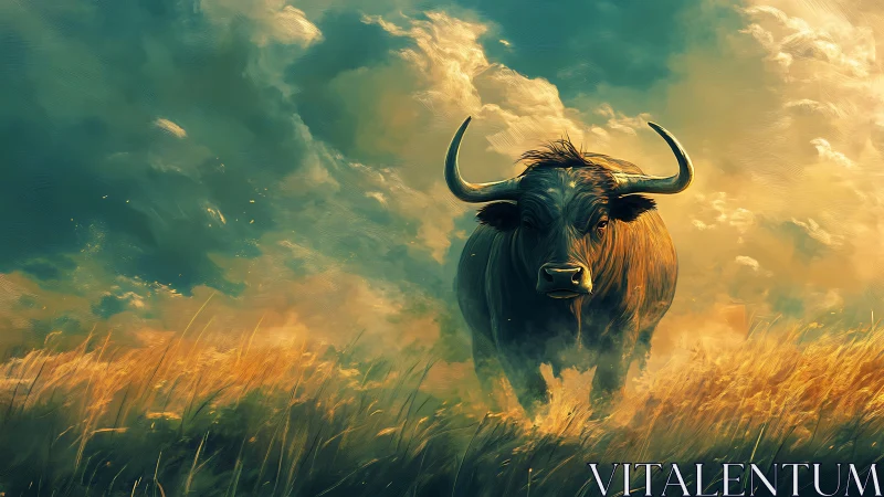 Dynamic bull charge under volumetric sky and directional backlight