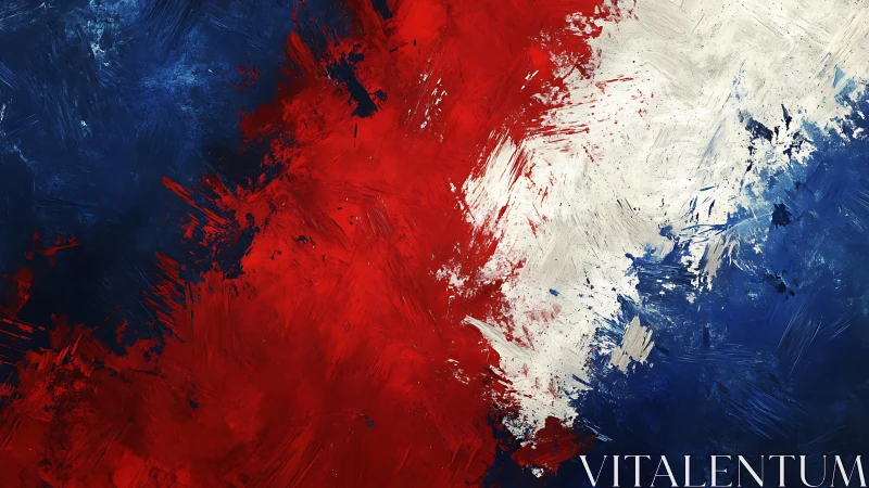 Abstract Tricolor Brush Strokes in Red, White, and Blue Style.