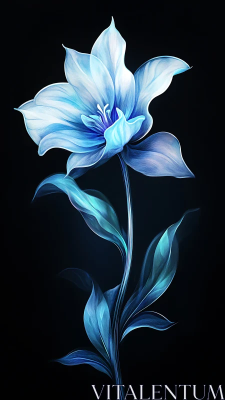Azure Blossom with Dynamic Petal Articulation Against Void