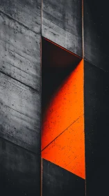 Geometric orange slit cuts through dark concrete facade dramatically