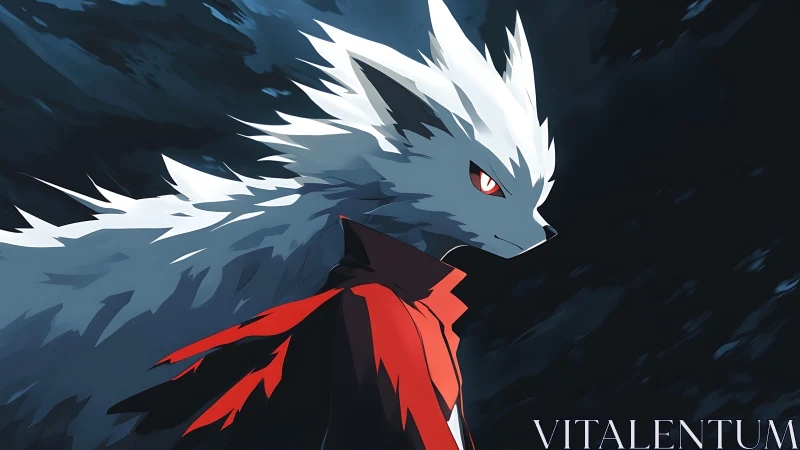 Wolf-like humanoid character stares forward in side profile