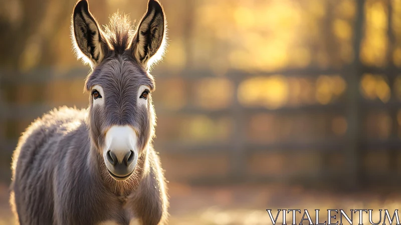 Backlit donkey portrait shows shallow depth and warm rim lighting