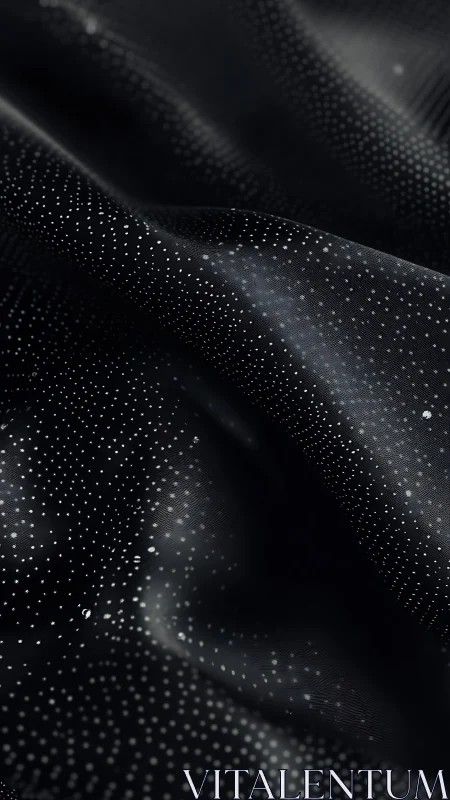 Shimmering dotted black fabric forming abstract waves.