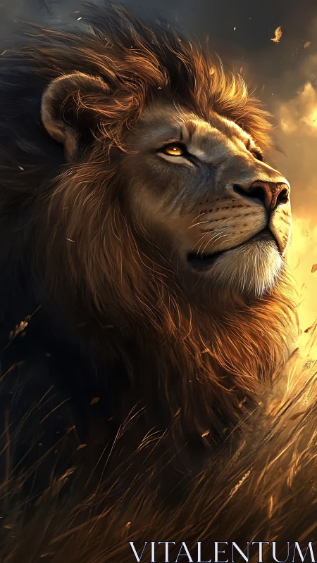 Backlit lion portrait uses rim lighting to model detailed mane