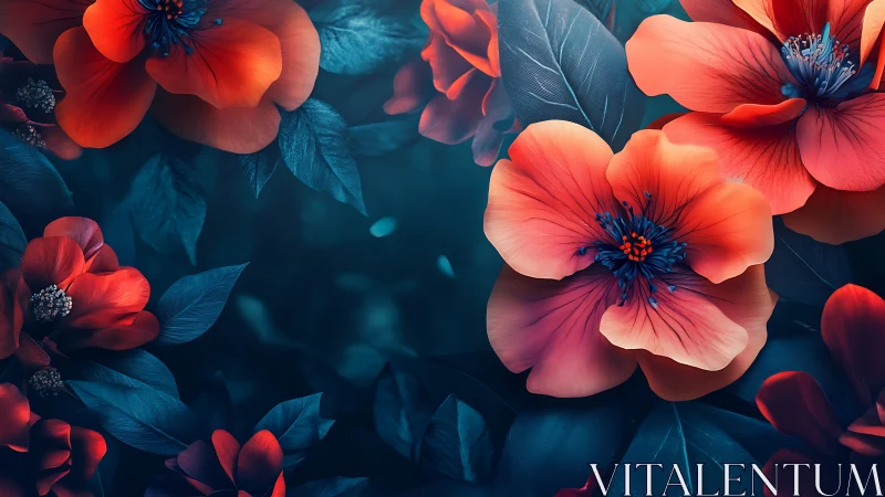 Crimson Petals Dance Through Midnight Blooms.