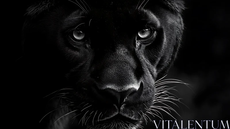 Black Panther Portrait: Luminous Eyes Against Darkness.
