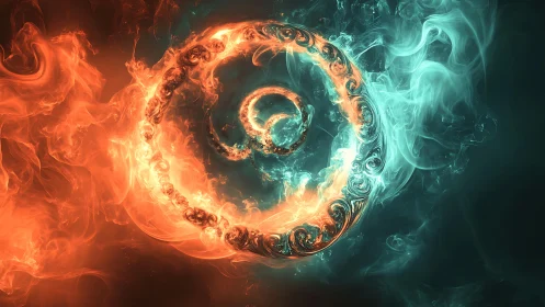 Thermodynamic vortex sigil in bifurcated fire‑plasma field.