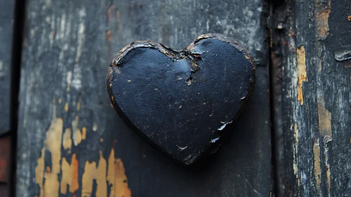 Heart Sculpted from Weathered Darkness Beats Against Decay