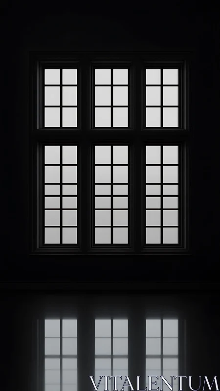 Soft gray light through quiet windowpanes and reflection.