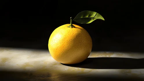 Single ripe grapefruit rests in dramatic studio light.
