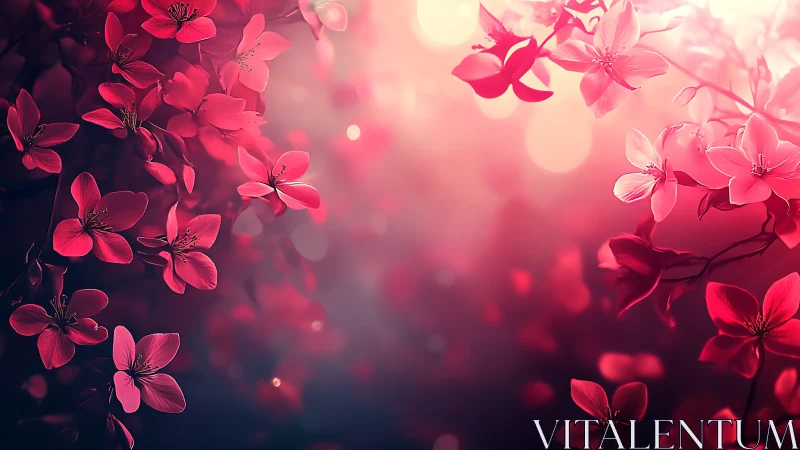 Pink Flowers with Soft Bokeh and Luminous Background.