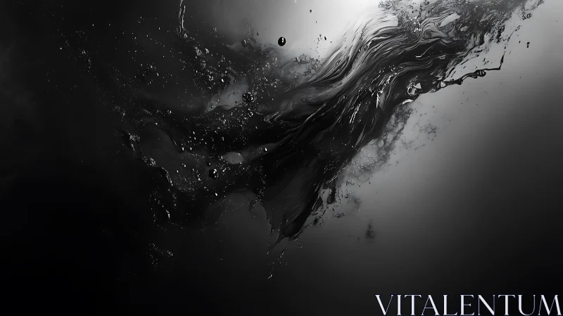 Liquid obsidian vortex in monochrome abstract motion study.
