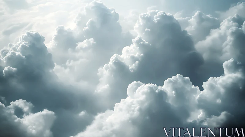 Dense cumulus clouds fill the frame under diffuse daylight