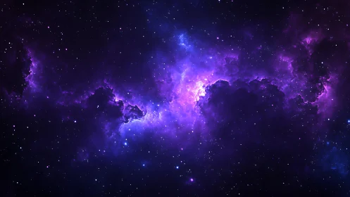 Violet stellar nebula with glowing starfield core band.