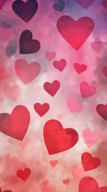 Romantic Hearts Float Through Soft Pink Gradient.