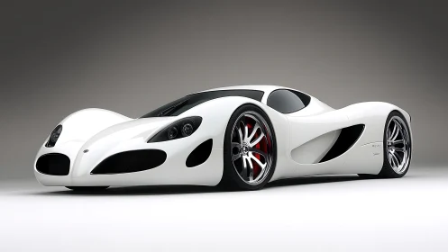 Futuristic white hypercar with sculpted aerodynamic bodywork.