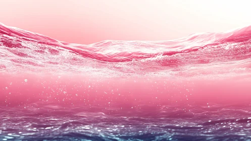 Layered pink liquid surface with translucent wave forms.