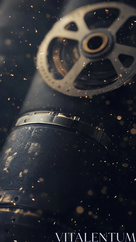 Cinematic lens close-up rendered with shallow depth of field