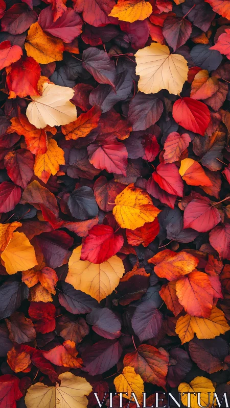 High saturation macro study of layered autumn foliage textures