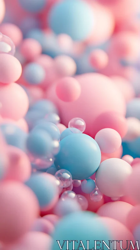 Pastel bubbles create dreamy abstract 3D sphere cluster.