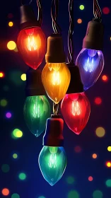 Clustered carnival bulbs humming over midnight bokeh.