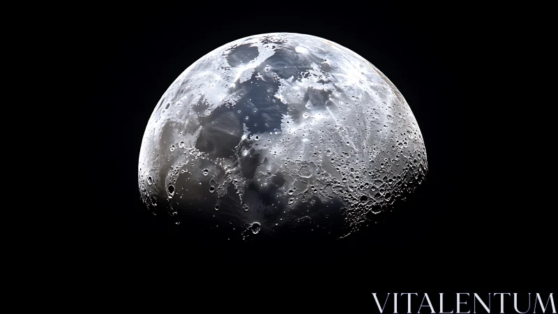 Lunar surface glows sharply against deep black space