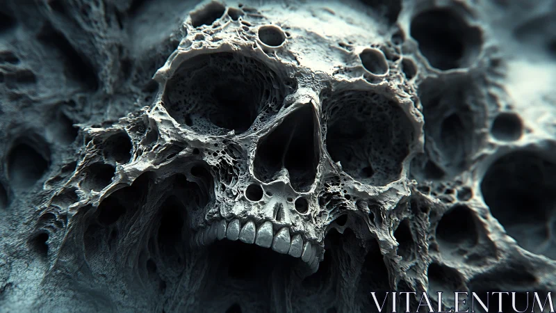 Eroded cranial structure rendered with porous fractal detail
