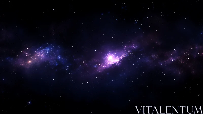 Purple nebula band with scattered stars in deep space field.