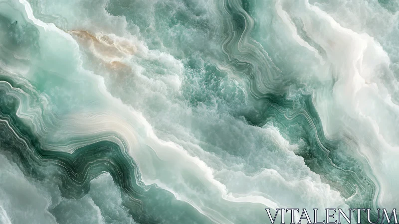 Marbled waves whisper between ocean foam and carved stone