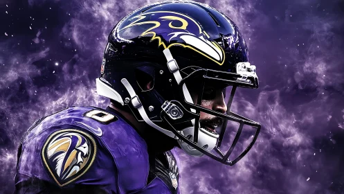 Purple thunder raven warrior in swirling stadium storm.