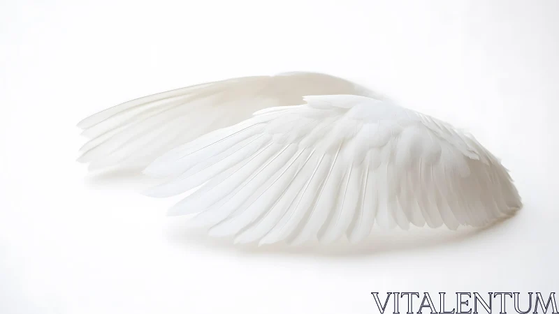 Elegant white angel wings on soft minimalist white background. Elegant white angel wings on soft minimalist white background.