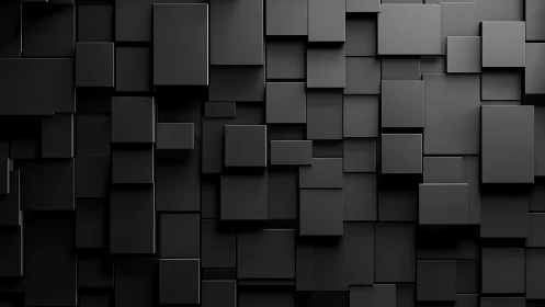 Matte black extruded rectangular panels in staggered grid relief