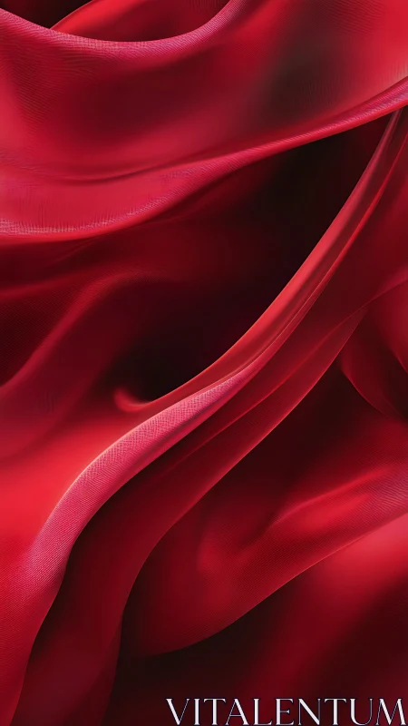 Crimson satin currents slip and curl through soft shadow
