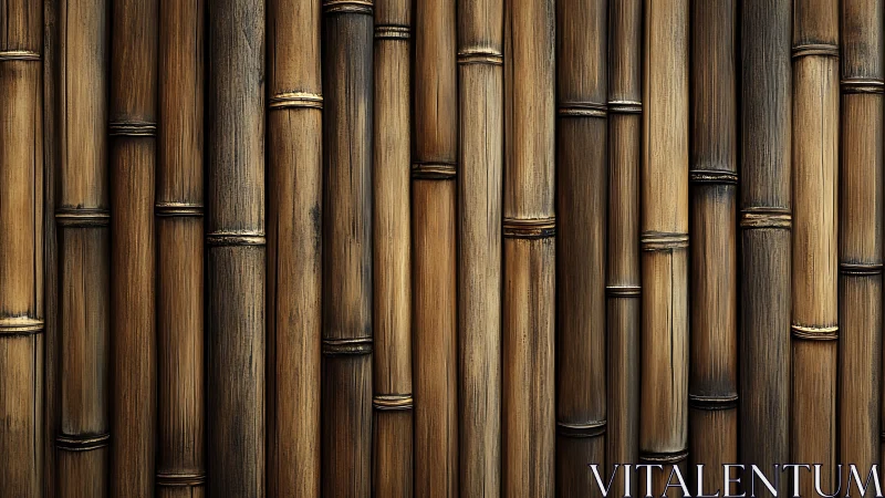 Vertical bamboo stalks form an evenly spaced structural panel