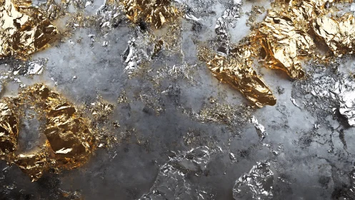 Foil constellations drift across a frozen metallic sky