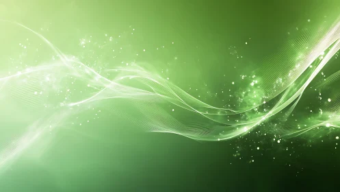 Green light waves sweep across luminous digital field.