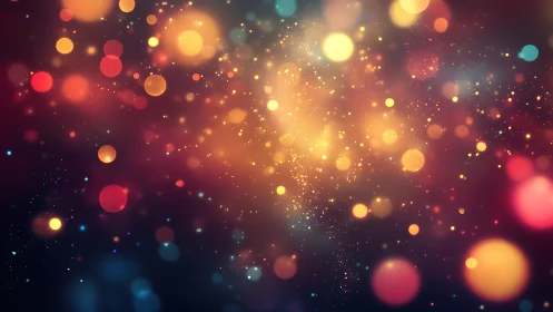Bokeh light orbits in warm spectrum digital painting field.