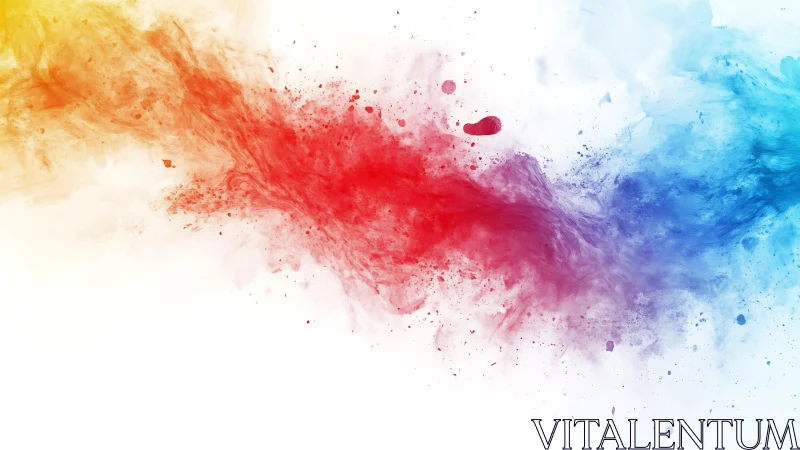 Tricolor pigment dispersion across white digital canvas.