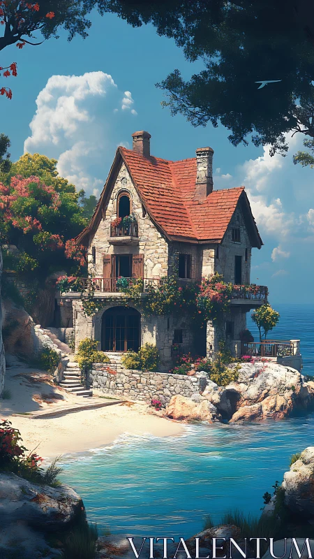Clifftop Manor: Where Stone Dreams Meet Azure Waters.