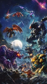 Colossal mechs clash with alien beasts under cosmic siege.