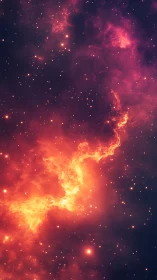 Flame-like nebular filament glows against deep cosmic void