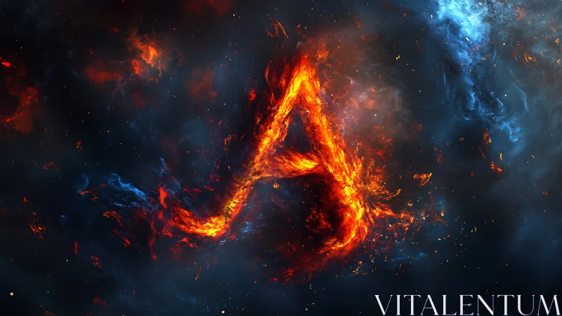 Cosmic Fire Triangle Against Dark Space.