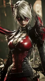 Armored vampire warrior rendered with high-gloss PBR materials