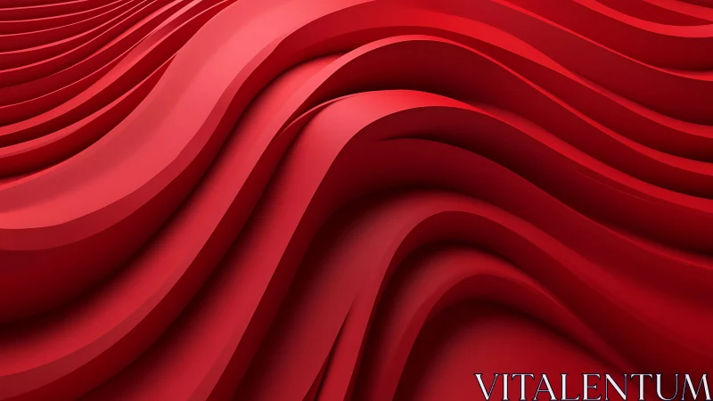 Abstract red waves in 3D digital art with smooth flowing lines.