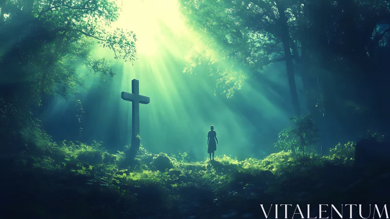 Sunlit forest crossroads where quiet wonder meets memory.