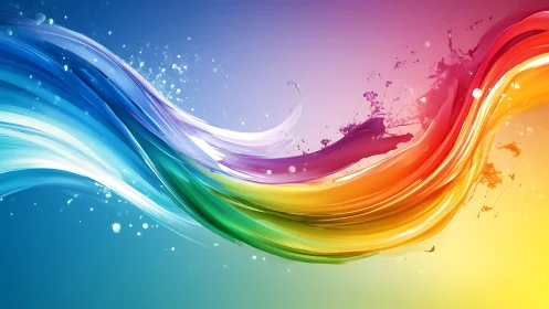 Digital painting waveforms in dynamic rainbow chroma stream.