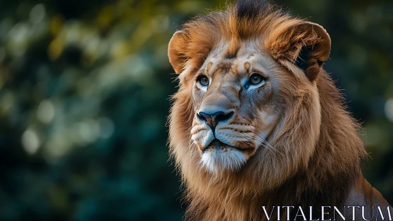 Warm sunset lion gazing softly across the quiet savanna.