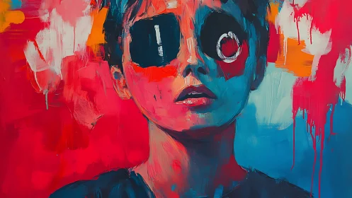 Glitch-eyed dreamer adrift in neon sorrow and paint storms.